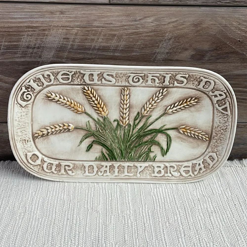 Holland Mold Glazed Ceramic Oval Daily Bread, Plate/Wall Plate/ Farmhouse Decor